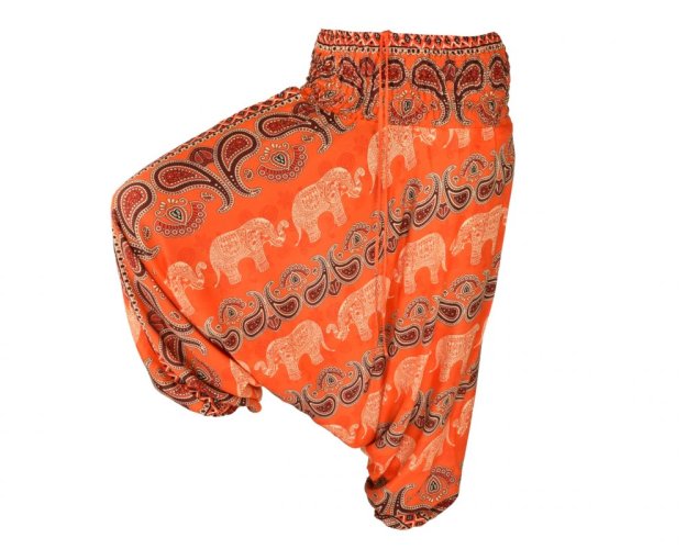 Kalhoty Aladin Thai, oranžové, ornamenty, L