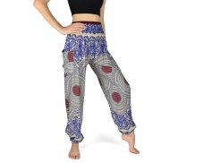 Kalhoty Joga WASTE, béžové, modré květy