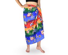 Sarong - Pareo REN, duha s květy, světle modrá, II. jakost