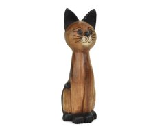 Dřevěná dekorace Sedící kočka 31 cm