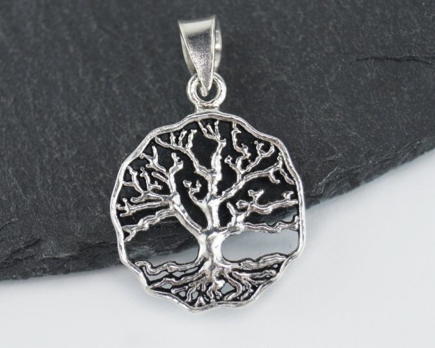 Stříbrný přívěsek Strom života, strukturovaný - 19 mm