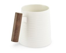 Porcelánový hrnek Blanca, dřevěná úchytka, vroubkovaný, 320 ml