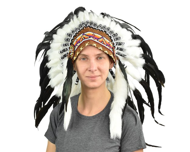 Indiánská čelenka černobílá var. A