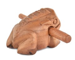 Hrající dřevěná žába světlá 12 cm