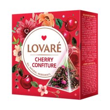 Černý a zelený aromatizovaný čaj Lovaré Cherry Confiture (15 pyramid) 30 g