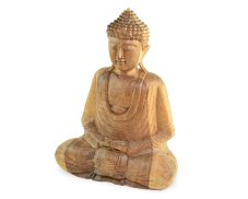 Dřevěná soška Buddha 40 cm světlá - Dhyana Mudra - meditace