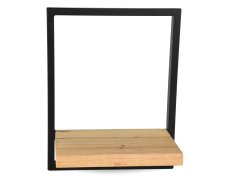 Dřevěná nástěnná police s kovovým rámem Mileson 35 x 28 cm