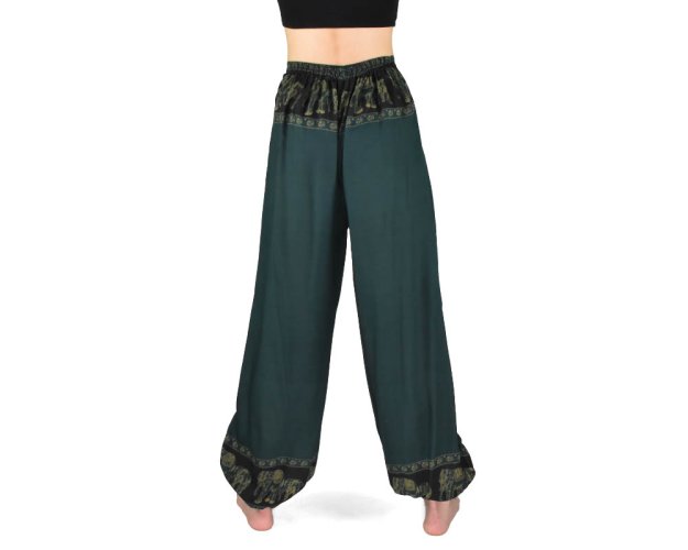 Kalhoty jóga MAHATI, zelené, sloni