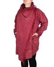 Kardigan TIDA, červený, červené třásně, II. jakost