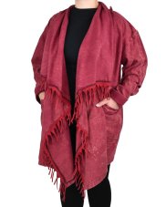 Kardigan TIDA, červený, červené třásně, II. jakost