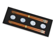 Čínské jídelní hůlky Oriental 4 ks s držáky 22,5 cm