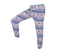 Kalhoty Joga WIN , bavlna, béžové, fialoví sloni