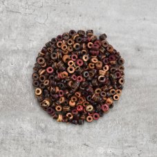 Korálky dřevěné placky hnědý mix, 25 g