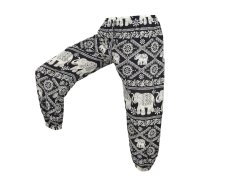 Kalhoty Joga WIN , viskóza, černé, béžoví sloni
