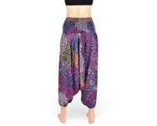 Harémové kalhoty aladin NATSU, multicolor patchwork, růžová, bez šňůrky, světlý pas