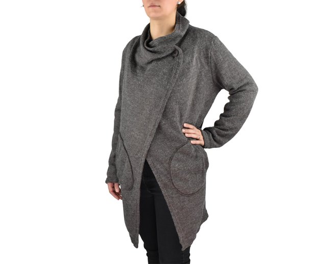 Kardigan ATID, s kapsami, hnědý