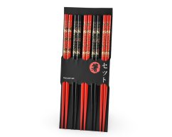 Čínské jídelní hůlky Japonský vějíř 5ks dřevo kulaté 22,5 cm