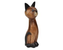 Dřevěná dekorace Sedící kočka 38 cm, II. jakost