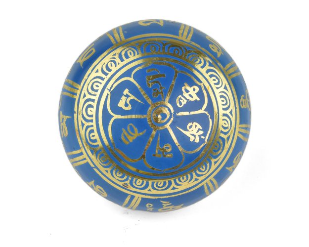 Tibetská mísa č. 299 s paličkou 9 cm - modrá - tón Fis