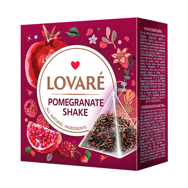 Černý aromatizovaný čaj Lovaré Pomegranate Shake (15 pyramid) 30 g