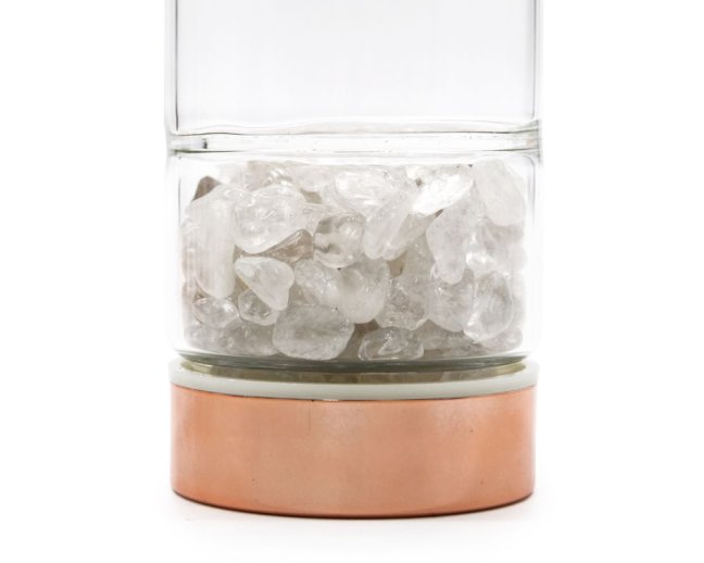 Čajová láhev z křišťálového skla s minerály - Křemen