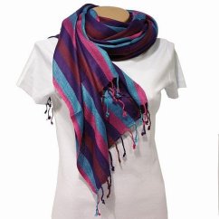 Šátek viskóza 200cm x 70cm pruhy multicolor AS