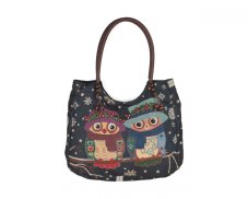 Taška menší Solada, tmavě modrá, sovy