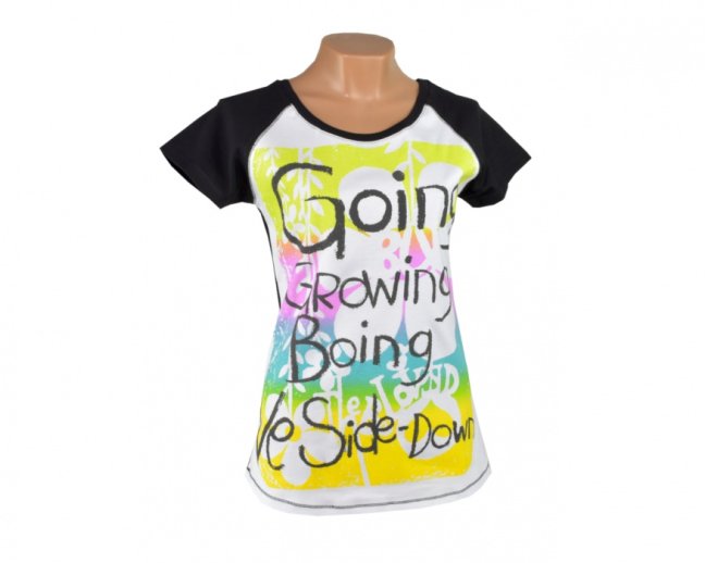 Dámské triko BE LOVED, bílo-černé, barevný text