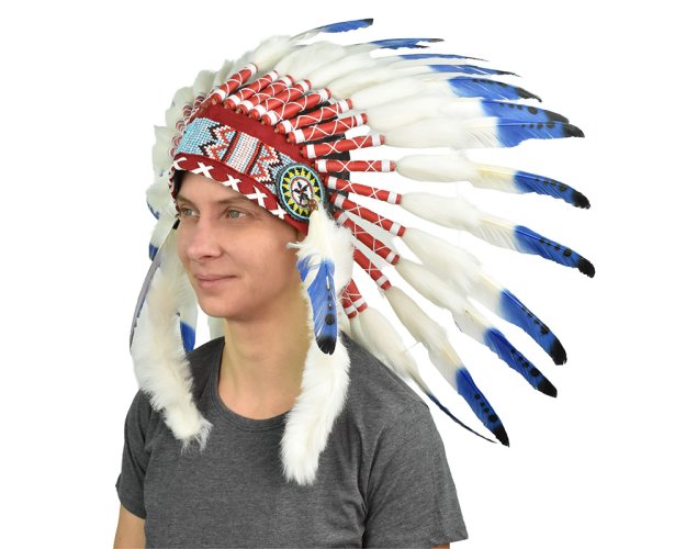 Indiánská čelenka modrobílá var. C