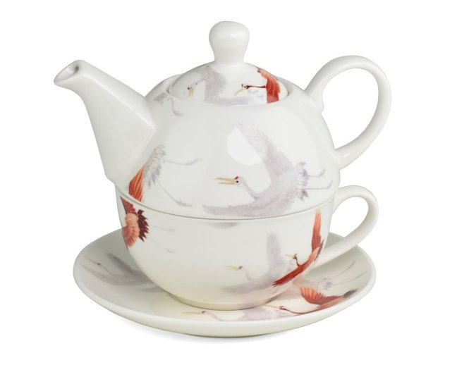 Set čaj pro jednoho Royal Tea Crane bílý 400 ml II. jakost