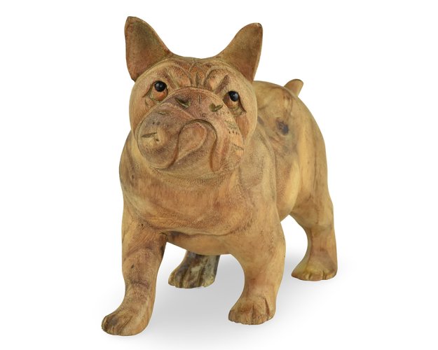 Dřevěná soška Bulldog 18 cm - varianta D