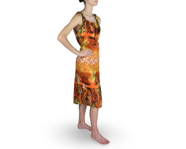 Dámské šaty SUPHANSA, paví pera, oranžové, II. jakost