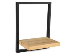 Dřevěná nástěnná police s kovovým rámem Mileson 35 x 28 cm