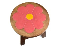 Stolička dřevěná dekor růžový květ - II. jakost