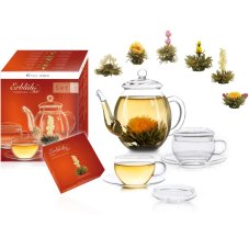 Dárkový set Creano White Tea - skleněná konvice se dvěma šálky a 6 kusů čaje