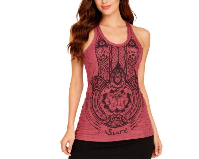 Tílko SURE, hamsa lotos, bavlna, vínová