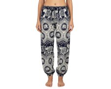 Kalhoty Joga WIN , viskóza, modré, béžoví sloni