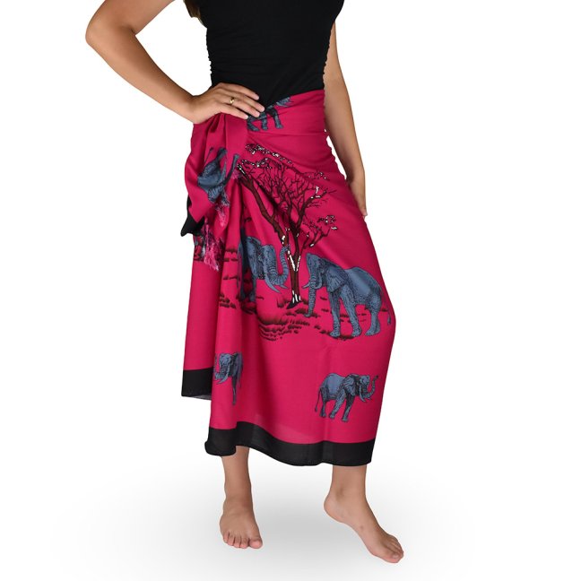 Sarong - Pareo REN, sloni, malinová