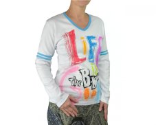 Dámské triko s dlouhým rukávem BE LOVED, modro-bílé