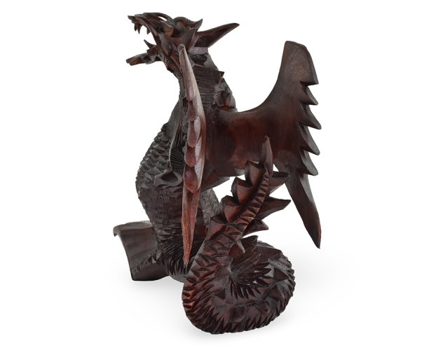 Dřevěná socha Drak 20 cm tmavá