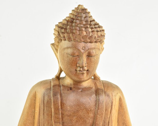 Dřevěná soška Buddha 40 cm světlá - Dhyana Mudra - meditace