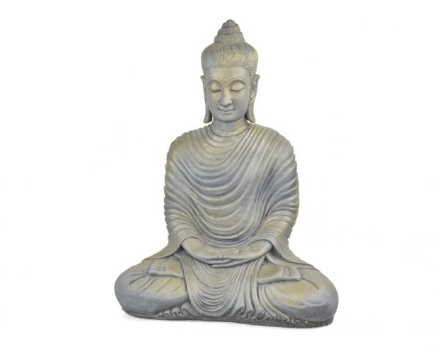 Socha beton Buddha meditující šedý 61 cm var. A