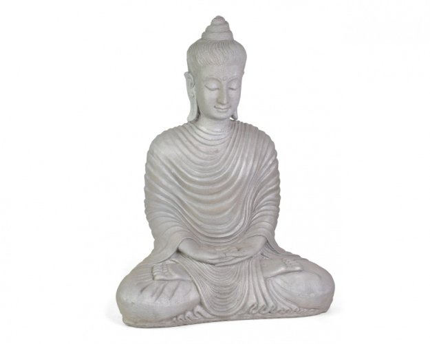 Socha beton Buddha meditující stříbrný 61 cm II