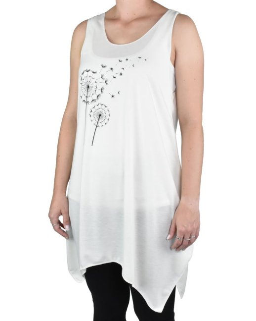 Dámský dlouhý top YOGESA, krémová, pampelišky, II. jakost