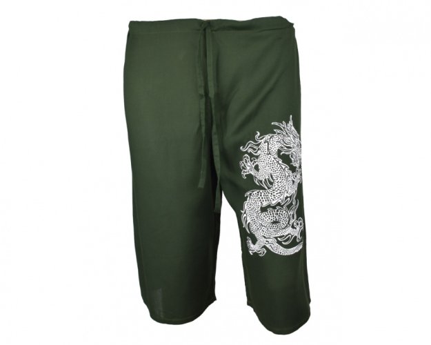 Kalhoty Nippon krátké, bavlna, zelené, drak III