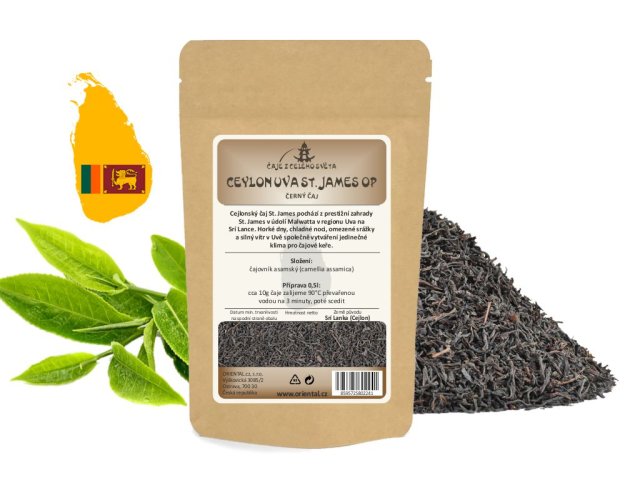 Černý čaj Ceylon Uva St. James OP - Gramáž čaje: 200 g