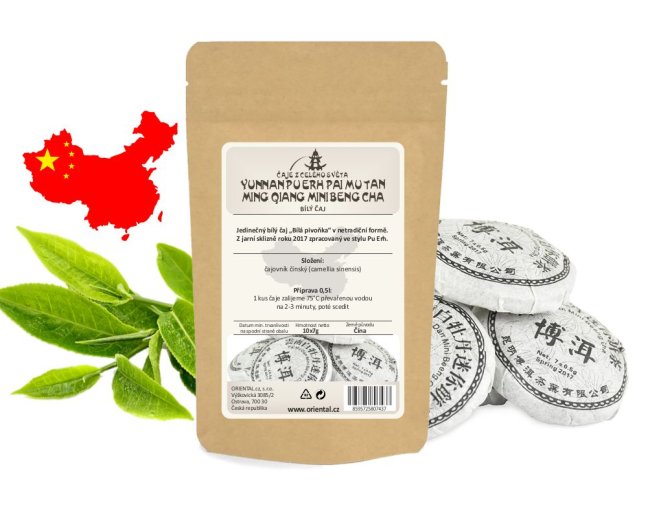 Bílý čaj China Yunnan Pu Erh Pai Mu Tan Ming Qiang Mini Beng Cha  - 10 x 7 g