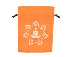 Dárkový stahovací pytlíček Jóga - oranžový - 8 x 11 cm