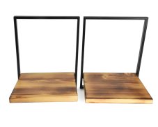 Sada dřevěných nástěných polic s kovovým rámem Everly 2 ks - opálené dřevo