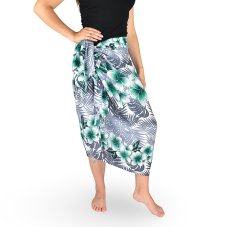 Sarong - Pareo BUN, plumerie, zelená, II. jakost